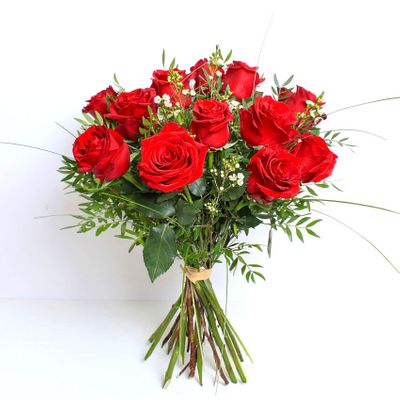 The classic Valentine’s bouquet of twelve red roses is as popular as ever. These beautiful velvety red roses speaks love and devotion like no other flower can!
